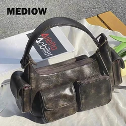 MEDIOW Moto & Biker Bags For Women Luxury Designer Handbag Purses 2023 New In PU Tie-dye Process Small Multiple Pockets Shoulder