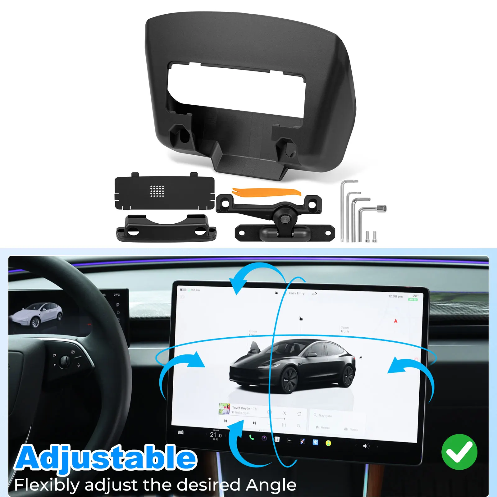 

Поворотный кронштейн центрального экрана управления для Tesla Model Y Juniper 2025 Model 3 Highland 2024 2025 автомобильные аксессуары GPS-держатель