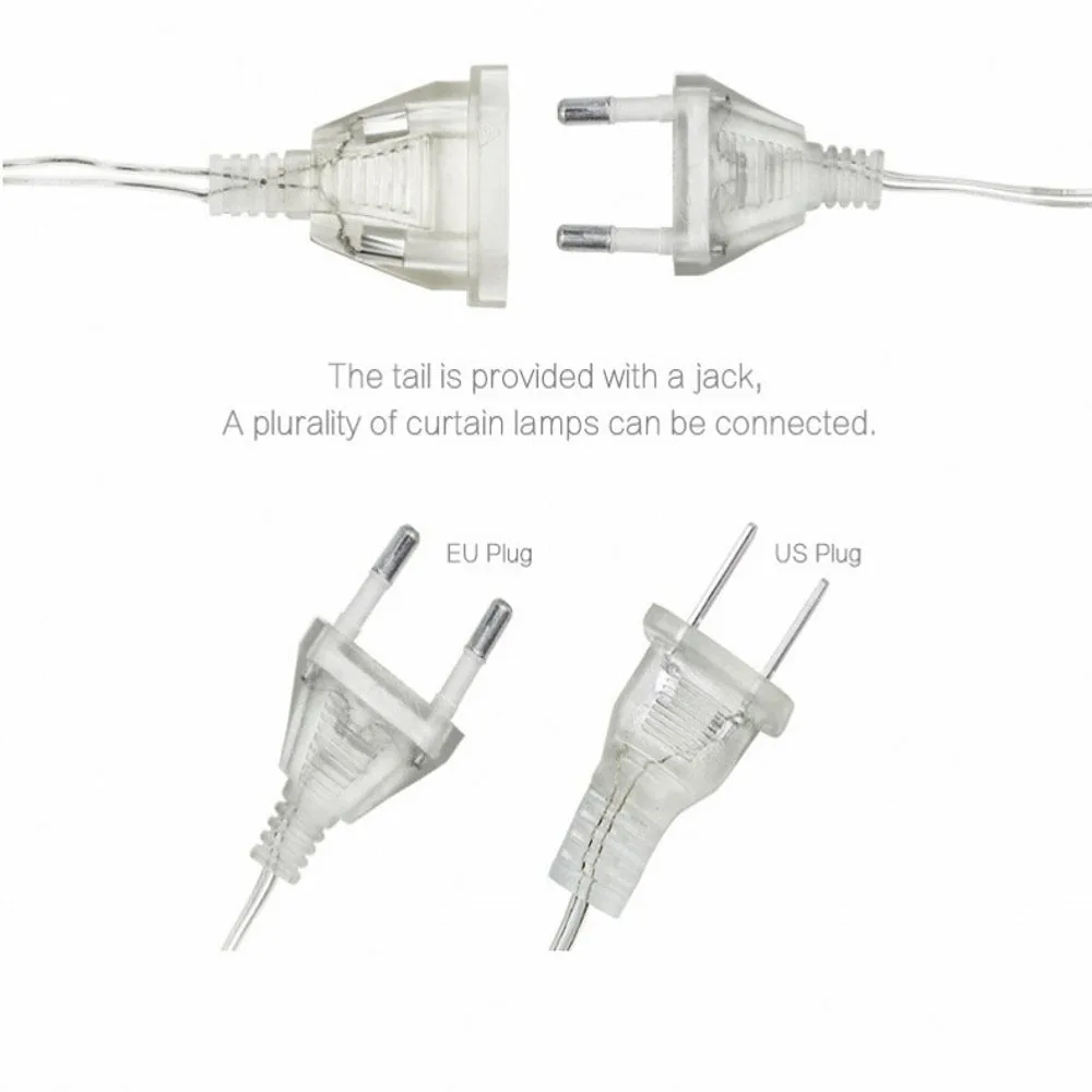 LED الستار جليد سلسلة أضواء ، عيد الميلاد جارلاند ، ديكور عطلة ضوء ، حديقة ، الشارع ، في الهواء الطلق ، دروب 0.4-0.6 متر ، التيار المتناوب 220 فولت ، 5 متر #5