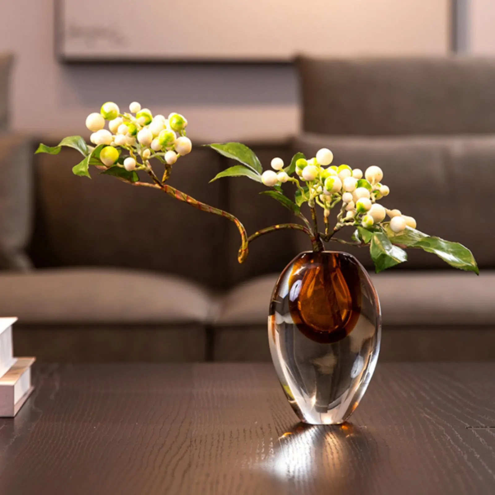 Art Glass Bud Vase Creative Design Teardrop Shaped Vase Desktop Decor Crystal Clear House Decoration for Display Flat, Office