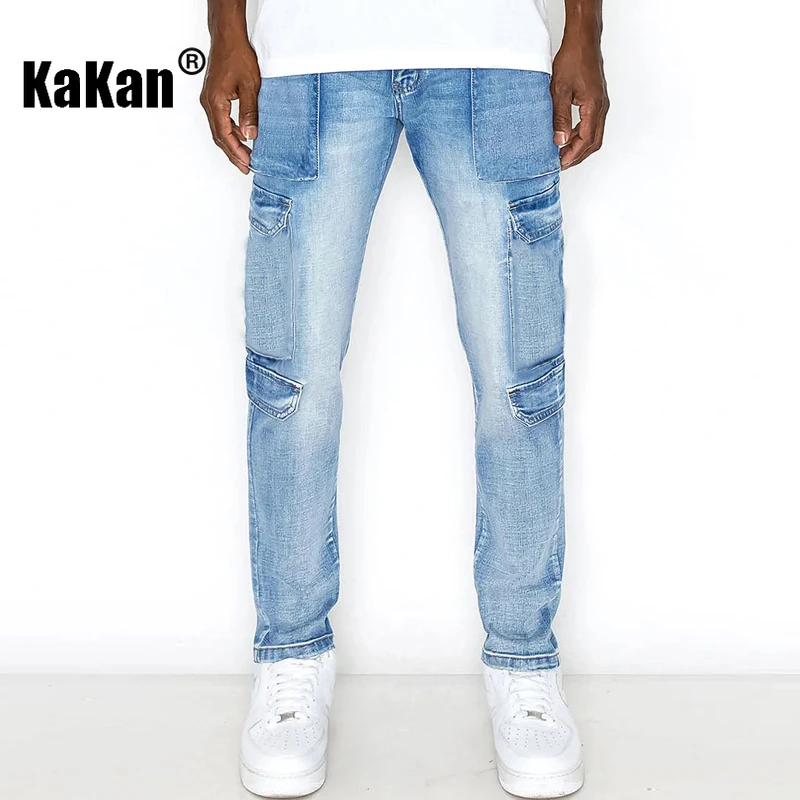 Kakan - European and American New Elastic Jeans for Men, Trendy Tight Washed Work Wear Pants K65-8808