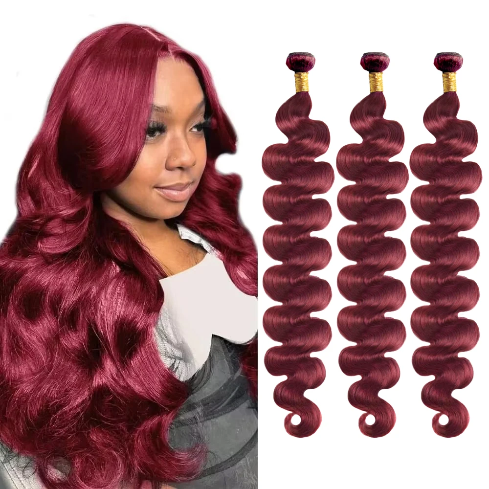 99J Human Hair Bundles Wine Red Bundles Burgundy Body Wave Human Hair Bundles Brazilian Unprocessed Virgin Hair 3 Bundles