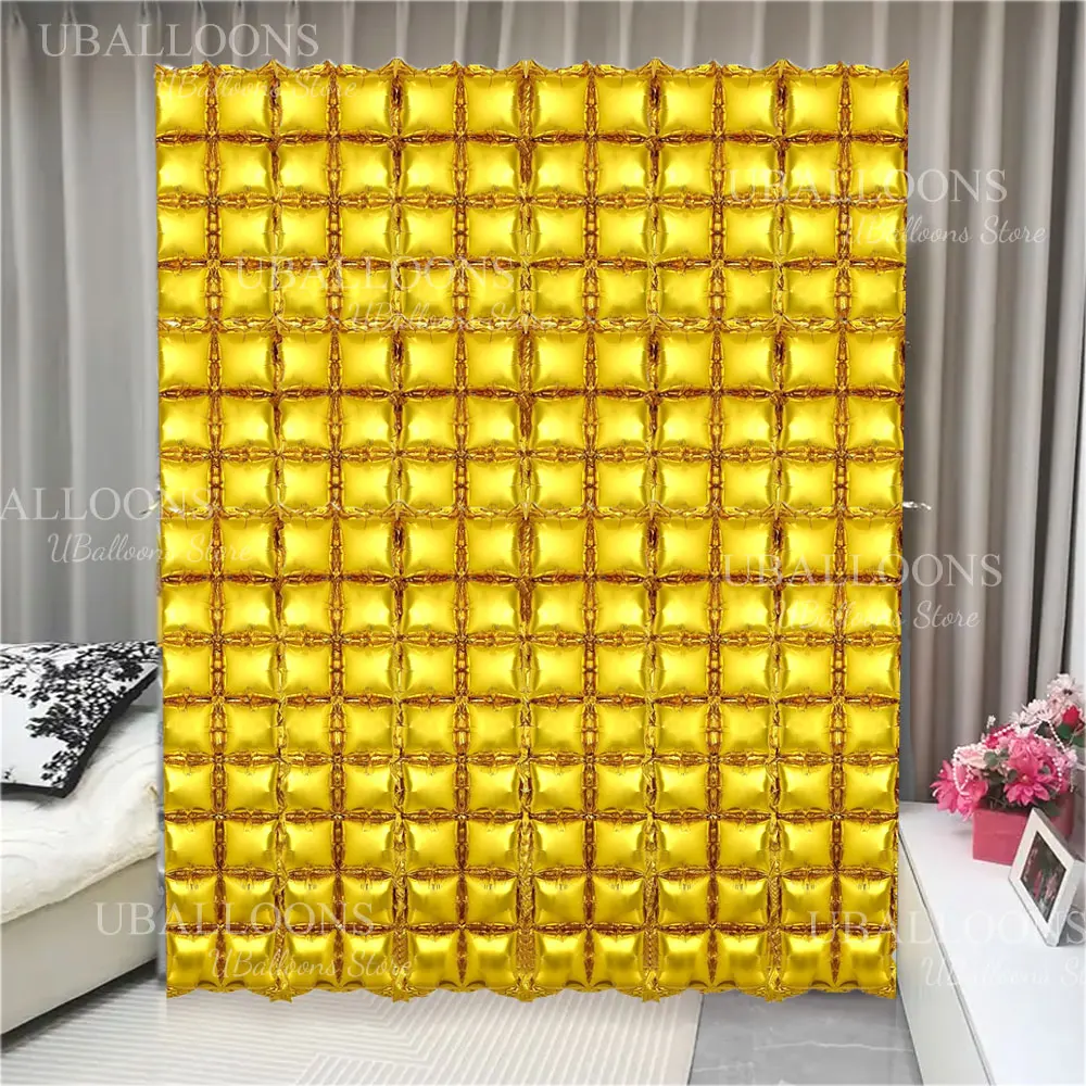 

7*6FT золотые квадратные фольгированные воздушные шары 4 ряда металлические серебряные золотые квадратные воздушные шары на стену для дня рождения, Рождества, свадьбы, вечеринки, декор