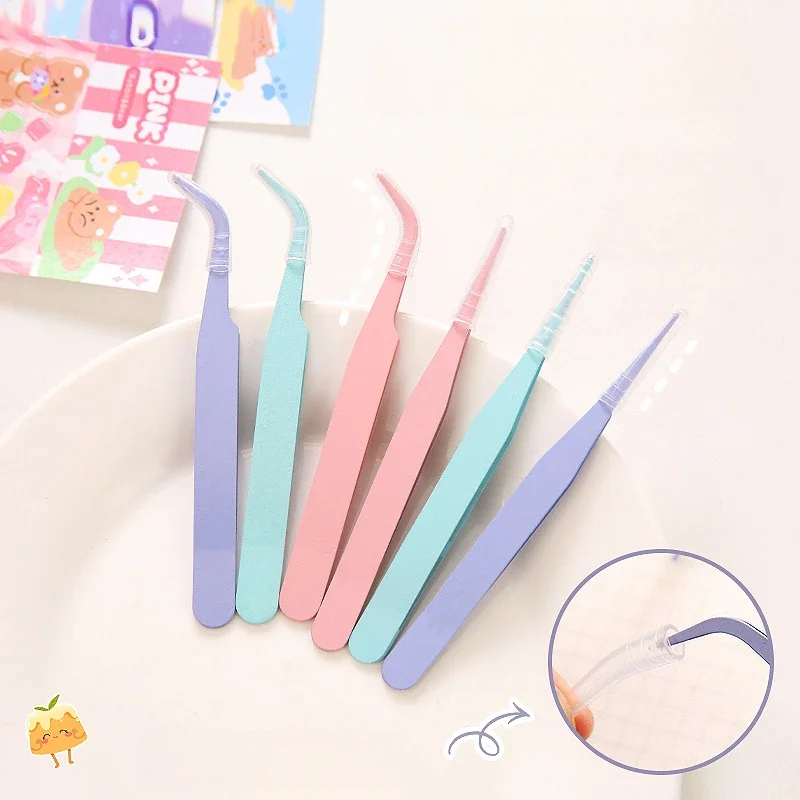 

Цельный пинцет ярких цветов для скрапбукинга, однотонный пинцет с восковым штампом, пинцет с прямой головкой на локте, студенческие принадлежности