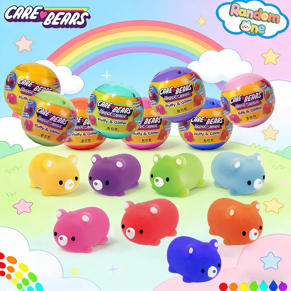1 Stück Care Bears Offiziell Lizenzierte Squishy Squeeze Bären Überraschungstüte Zufällige Auswahl Mehrfarbige Niedliche Stressabbau-Spielzeuge Schreibtisch-Deko