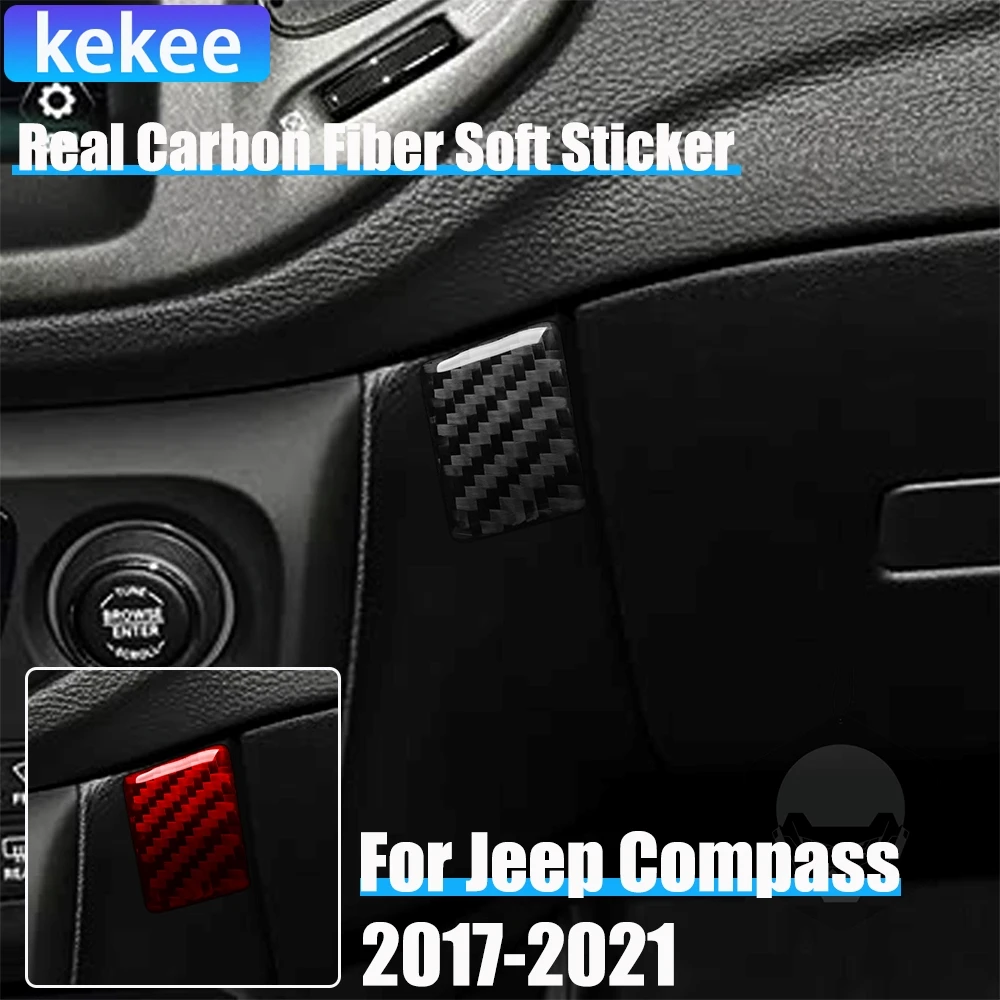 

Real Carbon Fiber Car Accessories Passenger Decorative Panel Trim Cover Soft Sticker For Jeep Compass 2017 2018 2019 2020 2021