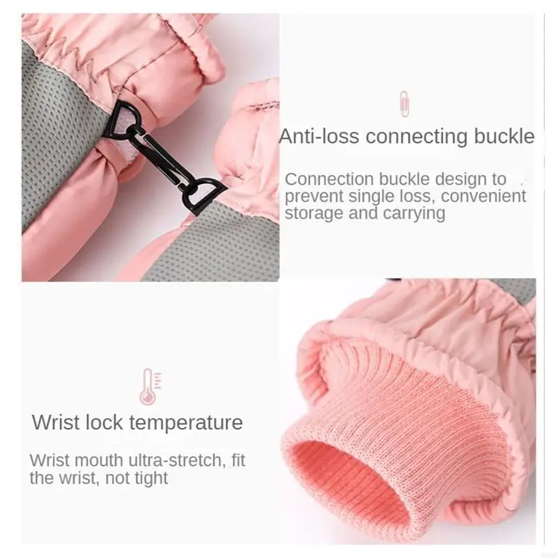 

95AE Warm Kids Ski Gloves Waterproof 2-5 Years Kids Snow Gloves Anti-slip Gloves Windproof Mittens for Outdoor Activities