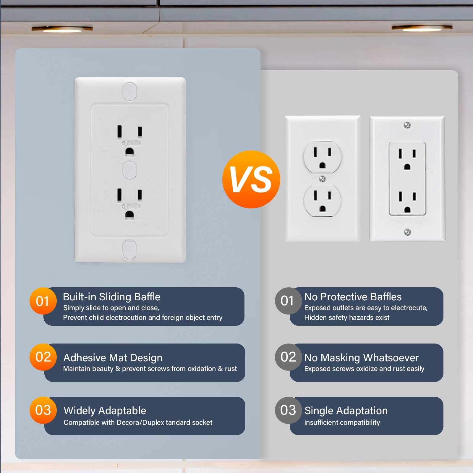 Electrical Socket Plug Cover Safety Outlet Covers With Sliding Baffle Child Proof Sliding Outlet Cover for Decora/Duplex Outlets
