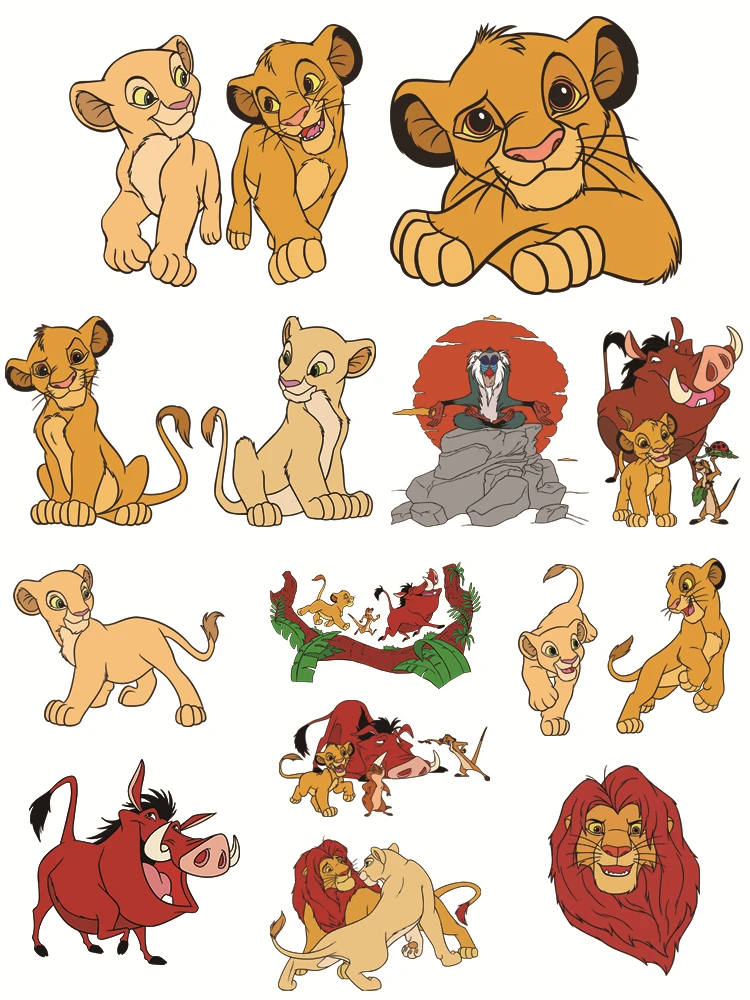 Disney cartoon The Lion King fusible clothing patches thermo-stickers for children DIY Sewing Decoration iron on transfer