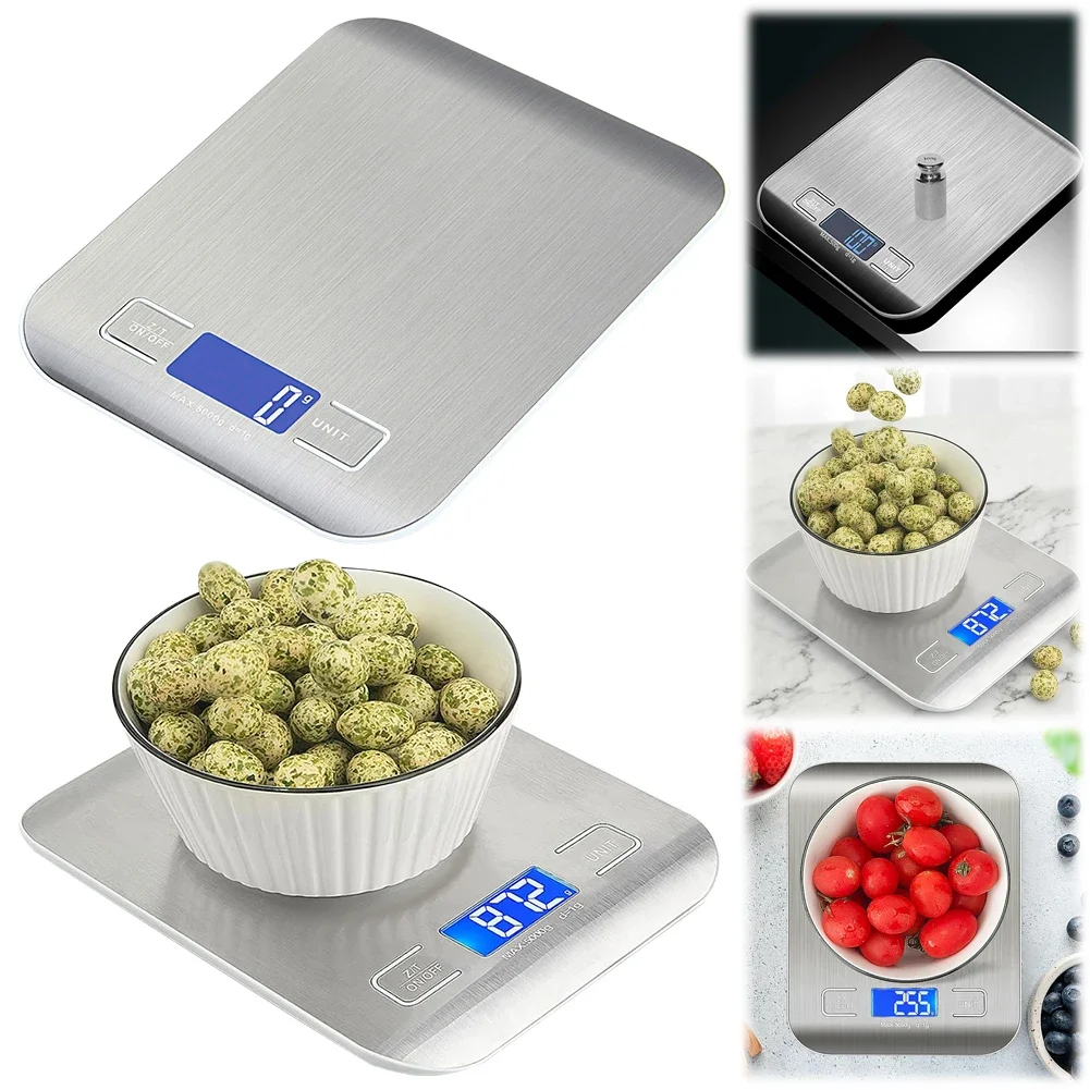 5Kg Mini Precision Weight Scale LCD Display Kitchen Digital Scale Stainless Steel Portable Weights Scale for Coffee Food Cooking