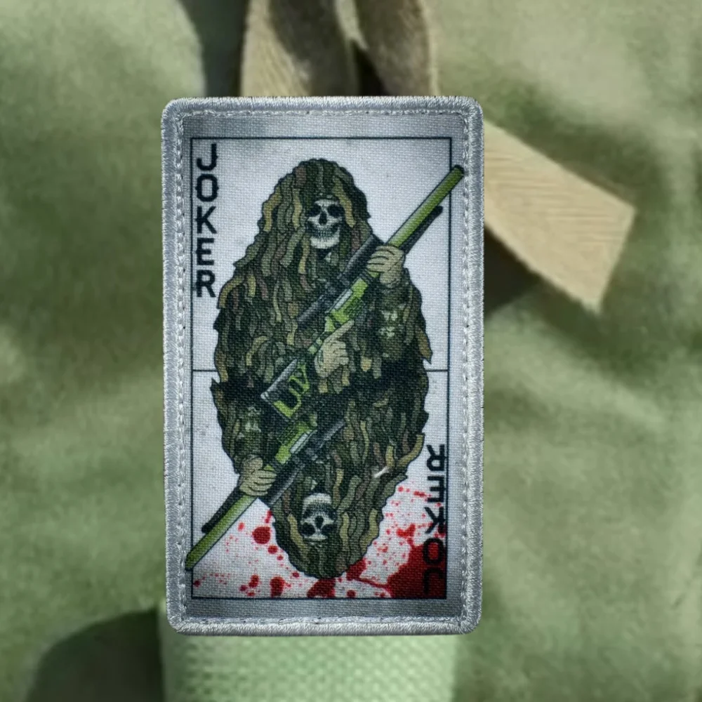 Joker Poker Tactical Patch Gili Clothing Skeleton Soldier Tactical Hook and Loop Armband Sniper Backpack Military Stickers