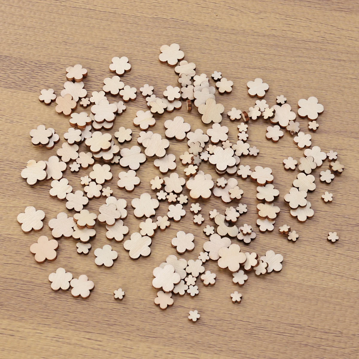 

100pcs Mixed Size 6Mm 8Mm 10Mm 12.5Mm 15Mm Premium Wood Flower Wooden Cutouts For Diy Crafts Decorations Wedding Christmas Party