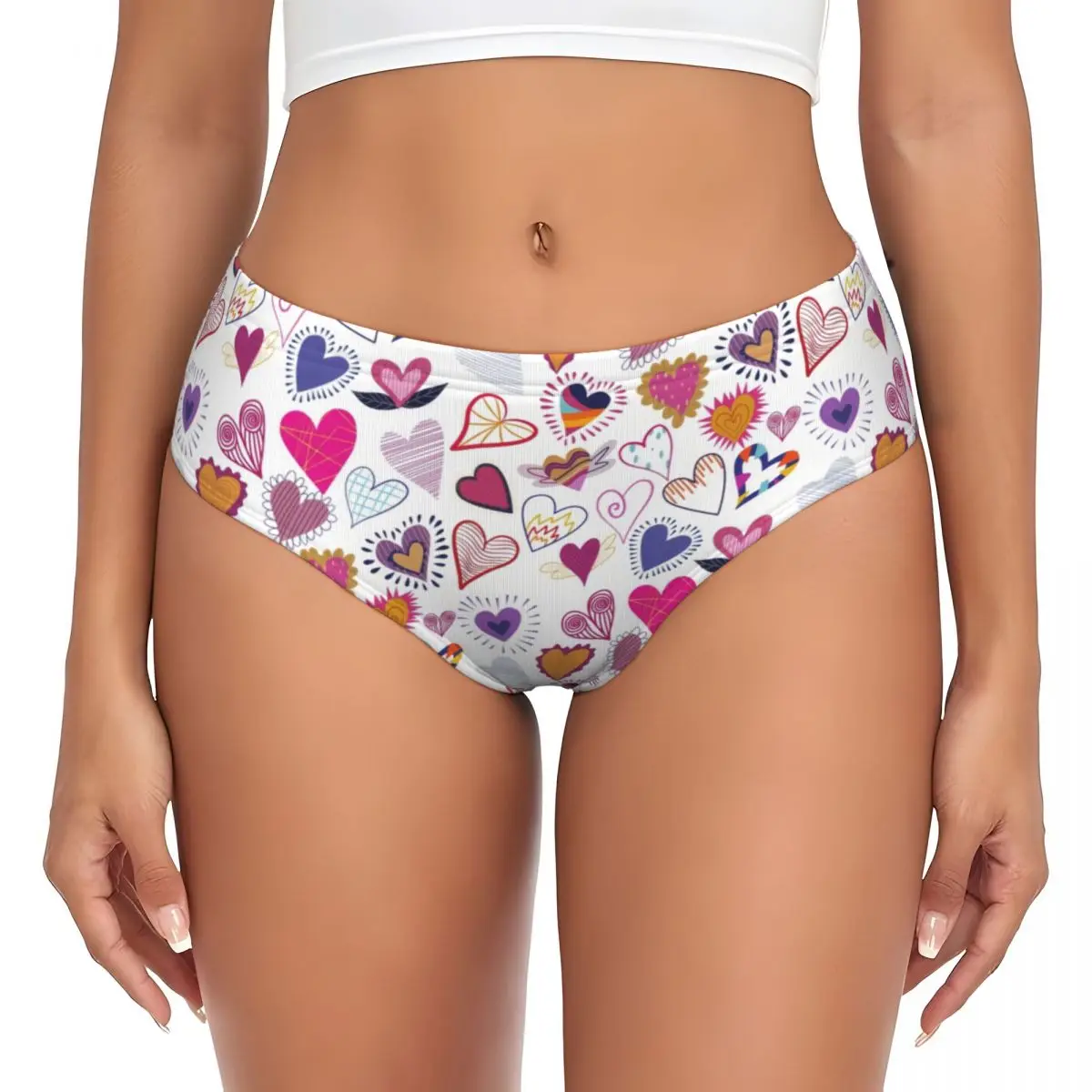 Custom Yes Daddy Hearts Funny Print Briefs Underwear Women Comfortable Stretch Panties