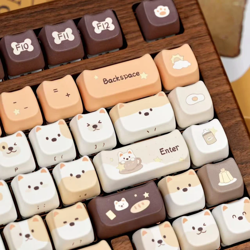 Teclas bonitas con forma de orejas de perro, perfil MAO de pierna lateral, Sub PBT de tinte de 5 lados con teclado numérico para teclado mecánico MX 60% 75% 100%