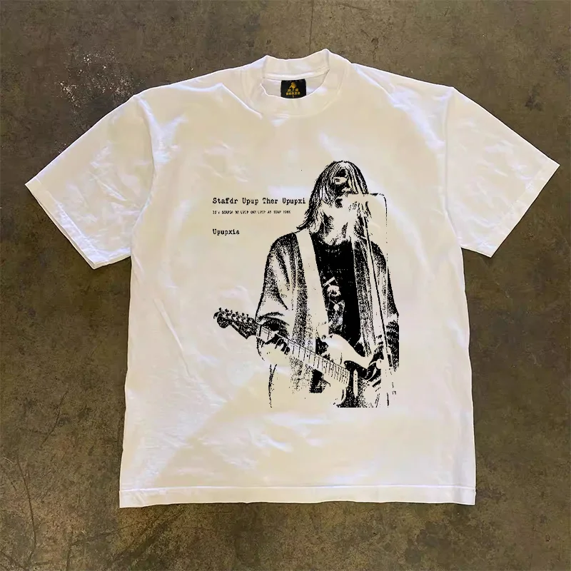 Loose Fit Cotton T-Shirt Unisex Short Sleeve Double Thread UPUPXIA Hero Print Sweat Absorbent round Neck Casual Summer Top