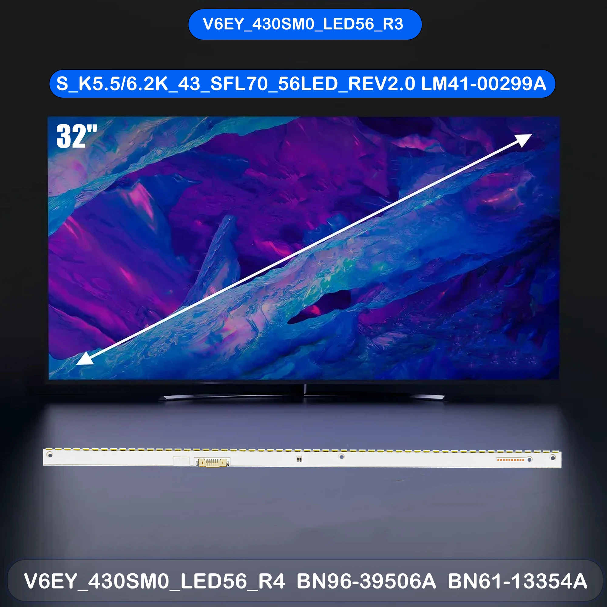 

Лента светодиодной подсветки для UE43M5520AK UE43M5513AU UE43M5515AK UE43M5522AK UE43M5525AK UE43M5550AU UE43M5570AU UE43M5572AU