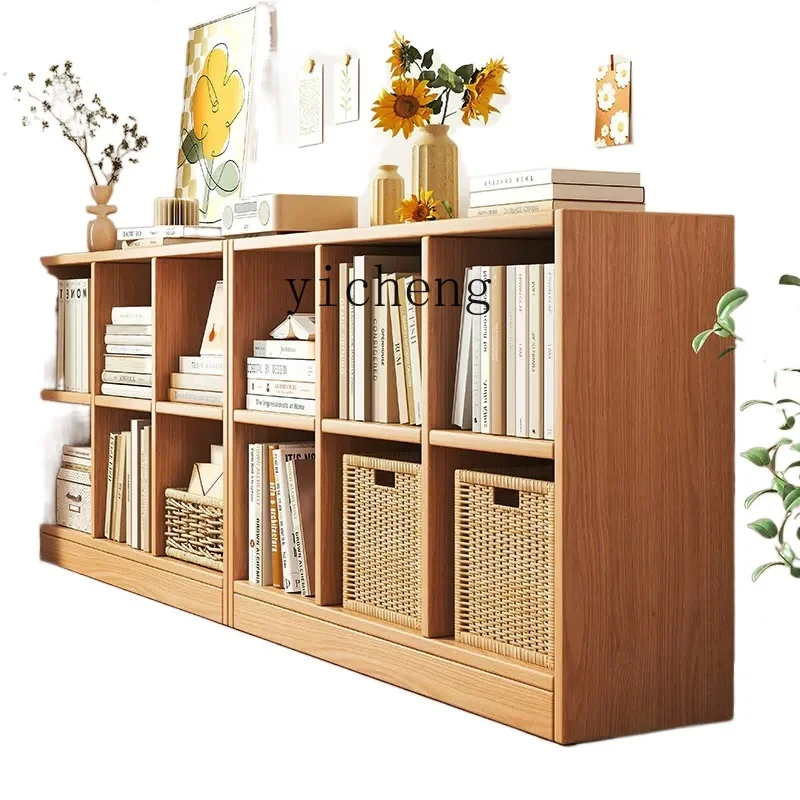 YY Solid Wood Living Room Shelf Floor Grid Cabinet Wall Storage Cabinet