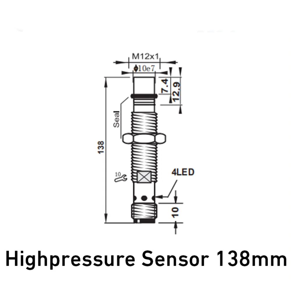 M12 PNP NPN Sn 2mm 138mm Hydraulic Cylinder Usage M12-4PINS Thread High Pressure Resistance Proximity Sensor