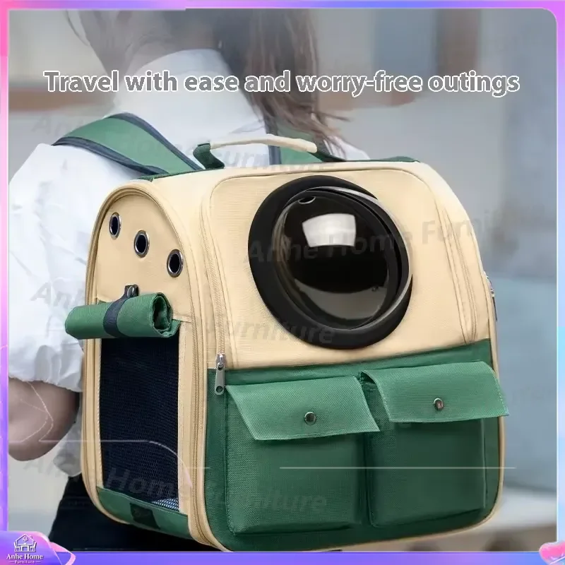 Large Capacity Foldable Pet Carrier Backpack Breathable Polyester Cat Dog Travel Bag Space Capsule Design Zipper Closure 5kg