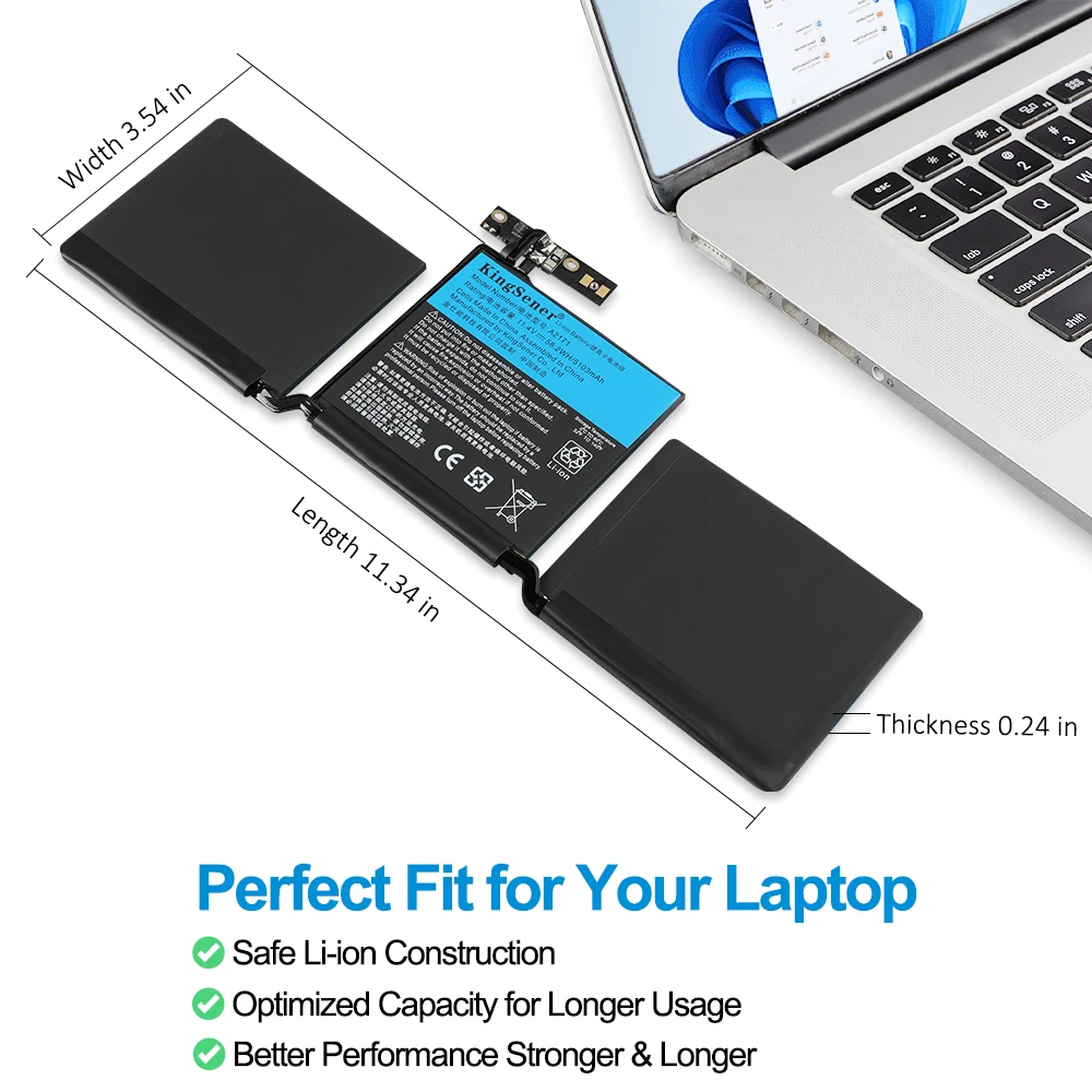 KingSener A2171 Laptop-Akku für Apple MacBook Pro Retina 13,3'' A2159 Baujahr 2019 für Macbook 13'' A2289 A2338 Baujahr 2019 2020 – Detail 4