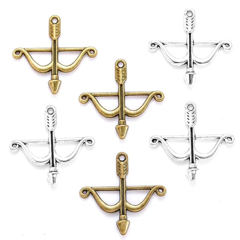 

25 Pcs 26*25 mm Zinc Alloy Bow and arrow Charm Tibetan Silver Pendant Jewelry Products Diy Pendants For Necklace Bracelets M05