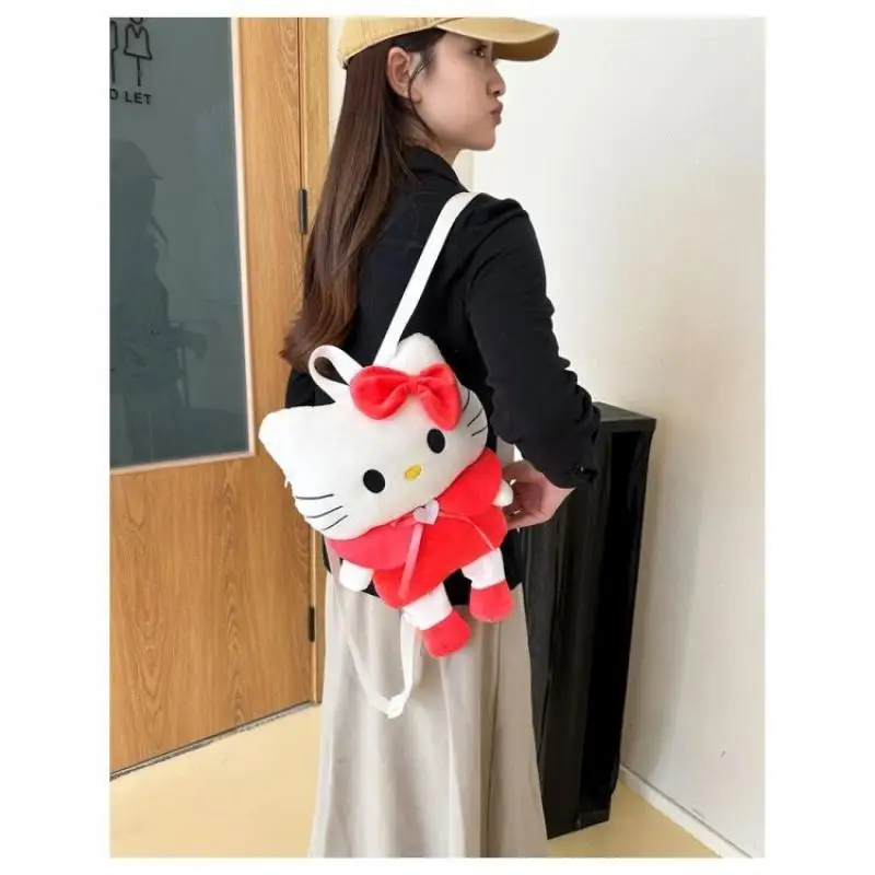 Sanrio Kuromi Flannel Lolita Female Backpack Kawaii My Melody Cartoon Cute Student Doll Bag Fashion School Supplies Backpack Kit