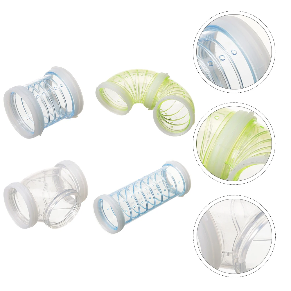 

4pcs Maze Pipeline Pet Tunnel Toys Hamster Plaything Plastic DIY Labyrinth Rat Cage Fun Playground Safe for Small