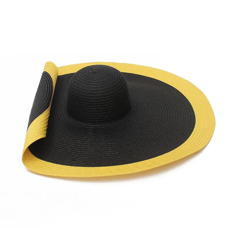 25 cm große Krempe, übergroße Strandhüte für Damen, großer Strohhut, UV-Schutz, faltbarer Sonnenschutzhut – Detail 6
