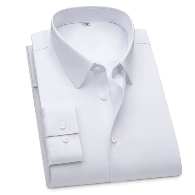 4XL Modal Plaid Solid Color Work Man Shirts Long Sleeve Formal Office White Shirt for Man Long Sleeve Slim Fit Soft Cozy Casual
