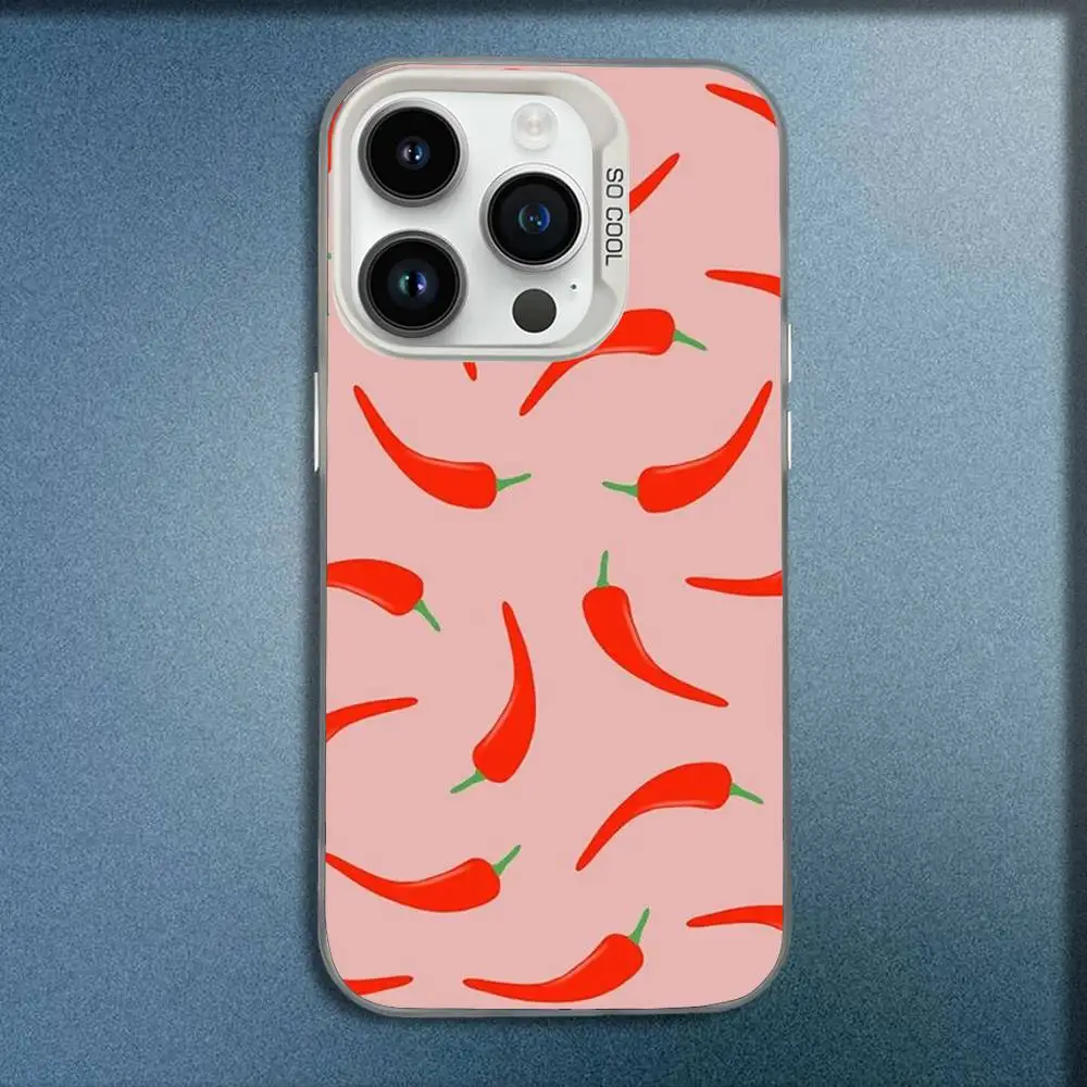 Capa de telefone fofa Chili Art para iPhone 17,16,15,14,13,12,Pro,Max,Plus,E,SE4,Air,Mini Caixa IMD branca