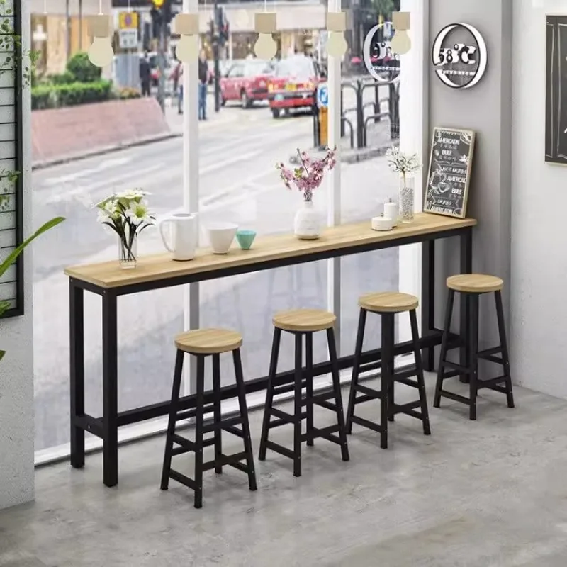 

Wooden Wall Bar Dining Table Reception Long Design High Bar Counter Table Paris Barman Tavoli Da Pranzo Living Room Furniture