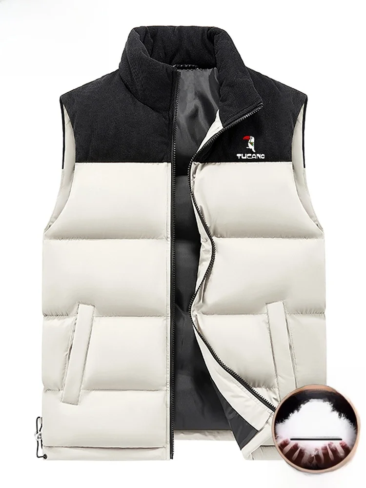 

Warmth down Cotton Vest Men's Autumn Winter Close-Fitting Stand Collar Thermal Vest Inner Wear oulder Pad Jaet