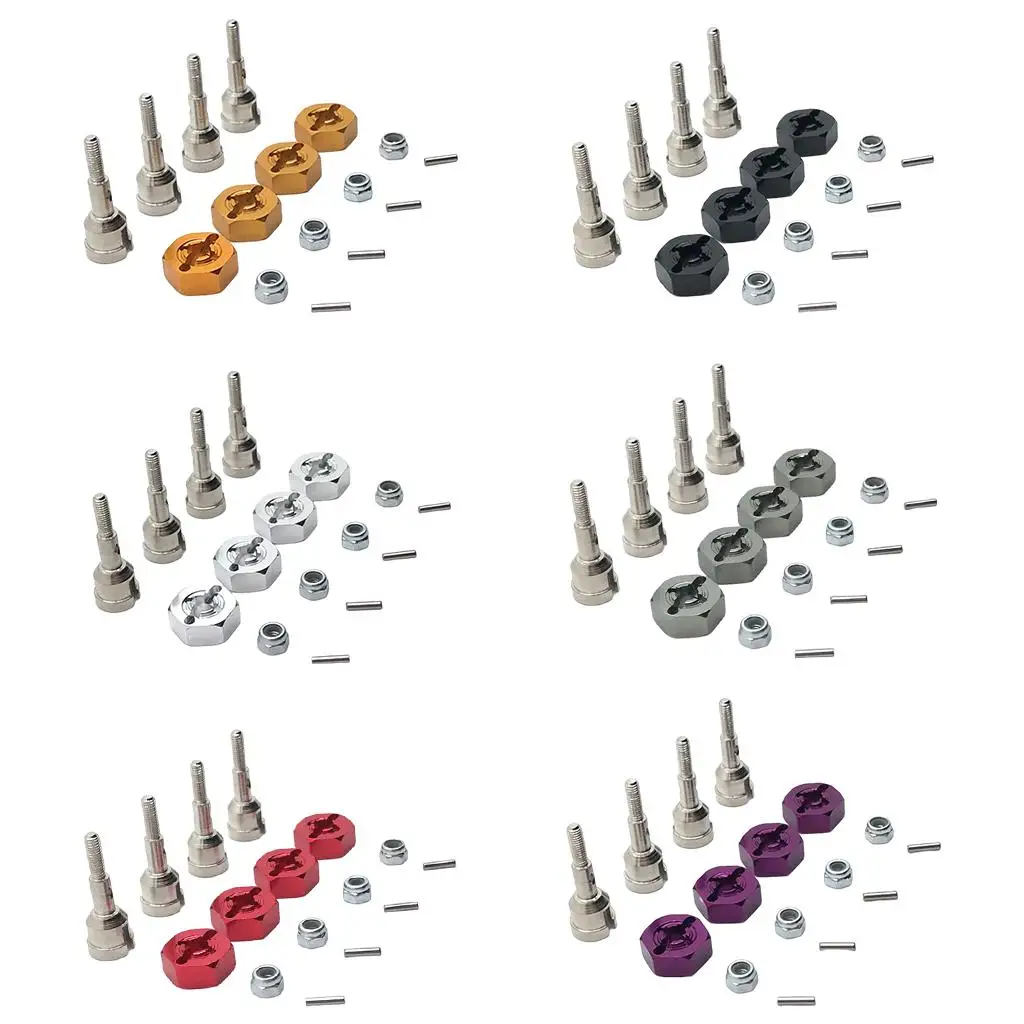 

RC Car Wheel Axle Metal Upgrade Kit 12mm Hex Hub Adapter for Wltoys A949 A959 A979 1 18 Scale Model