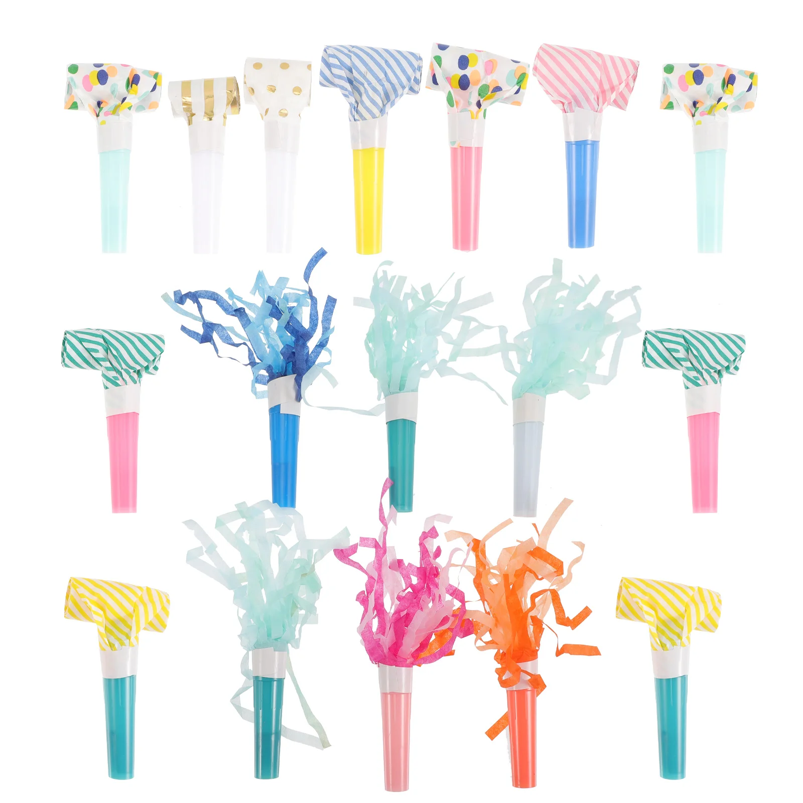 

27 Pcs Party Props Birthday Supplies Blowers The Trumpet to Horn Whistles Paper Plastic Blowouts Favors Horns