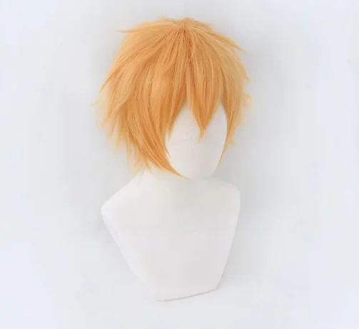 Peruca curta resistente ao calor Denji Cosplay, cabelo sintético resistente ao calor, Perucas Anime Halloween, boné de peruca, alta qualidade