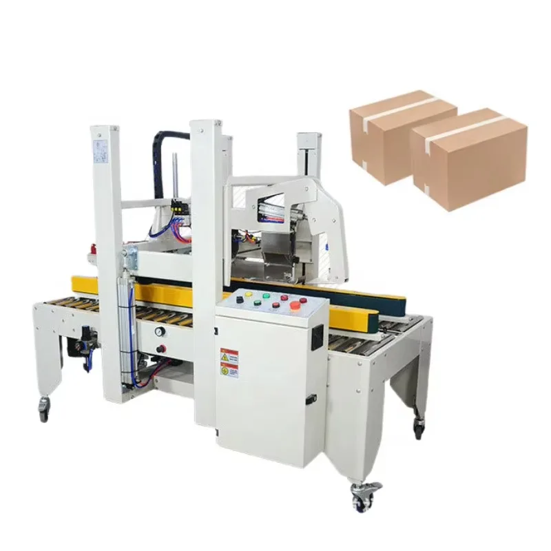 Full Automatic Adjustment Carton  Flaps Folding Random Side Drive Belt  Tape Sealing Machine