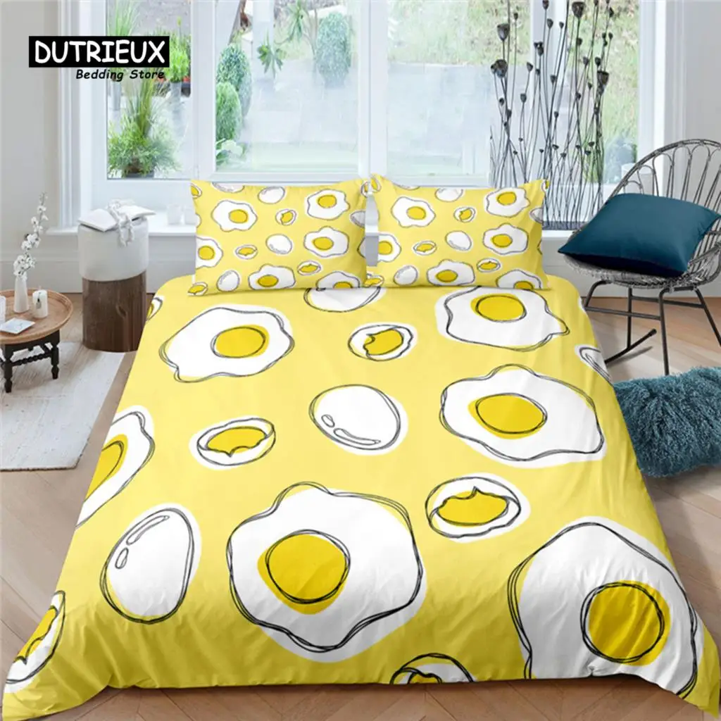 

Luxury 3D Fried Egg Print Home Living Comfortable Duvet Cover Pillowcase Kid Bedding Set Queen and King EU/US/AU/UK Size