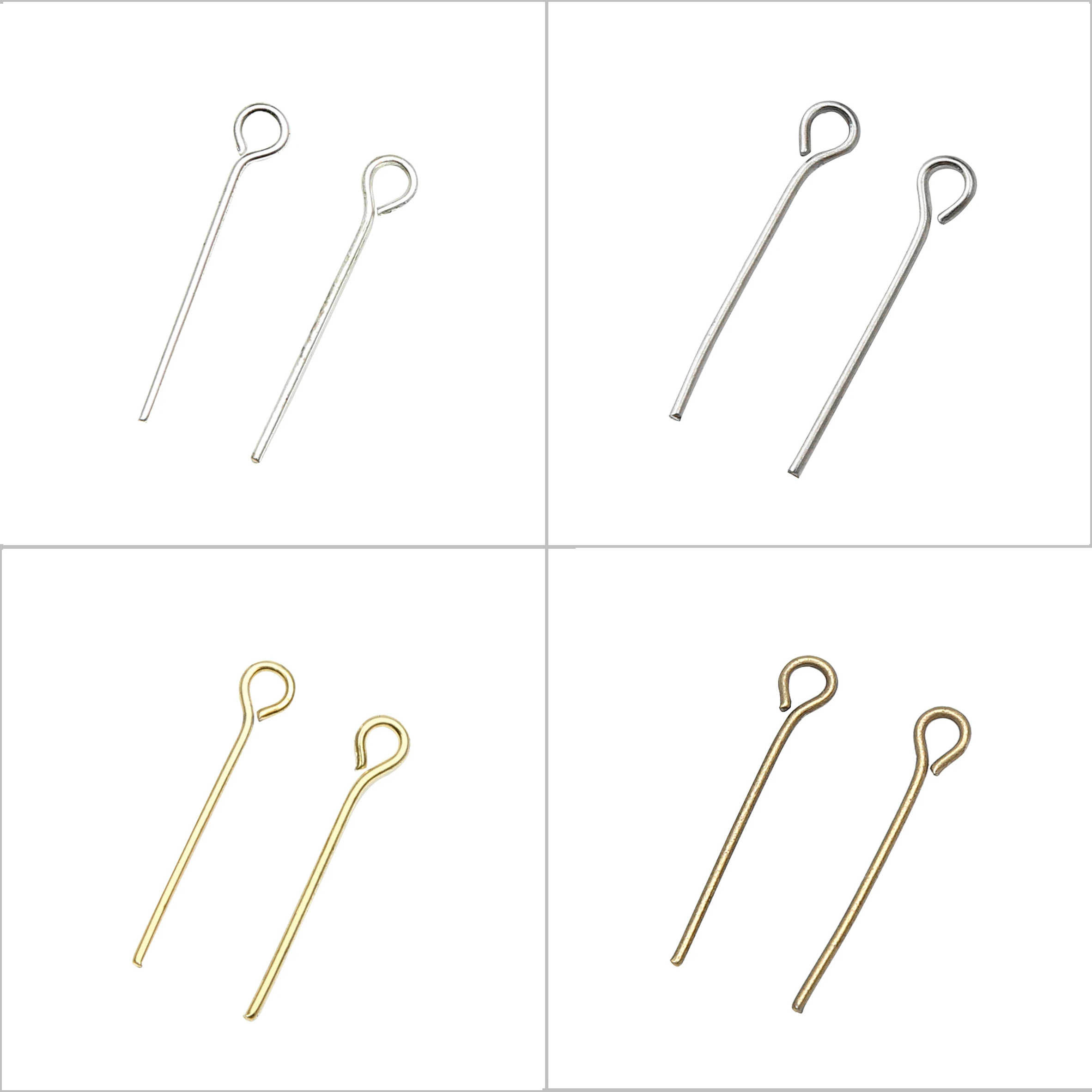 (400Pcs=1Lot ! ) Jewelry Eye Pin Finding 16MM Gold Color Silver Bronze Copper Black Dull Silver Plated For Jewelry EW29