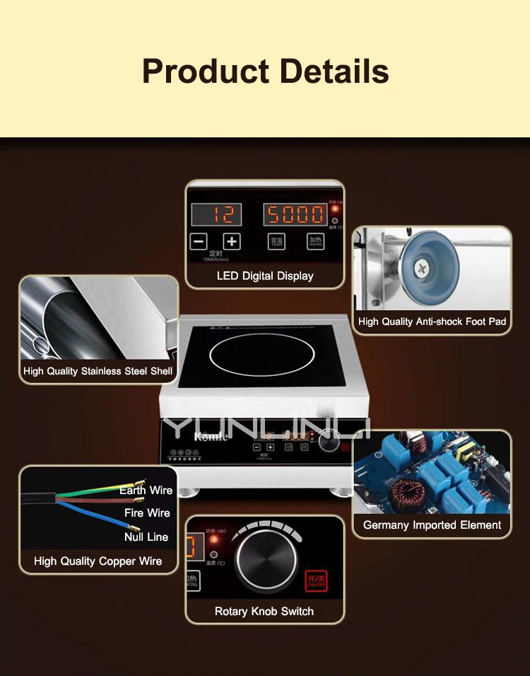 2025 جديد طباخ التعريفي التجاري 5000 واط فرن كهربائي اثارة فرن الموقد سطح المكتب جزءا لا يتجزأ من تجهيزات المطابخ 220 فولت/380 فولت