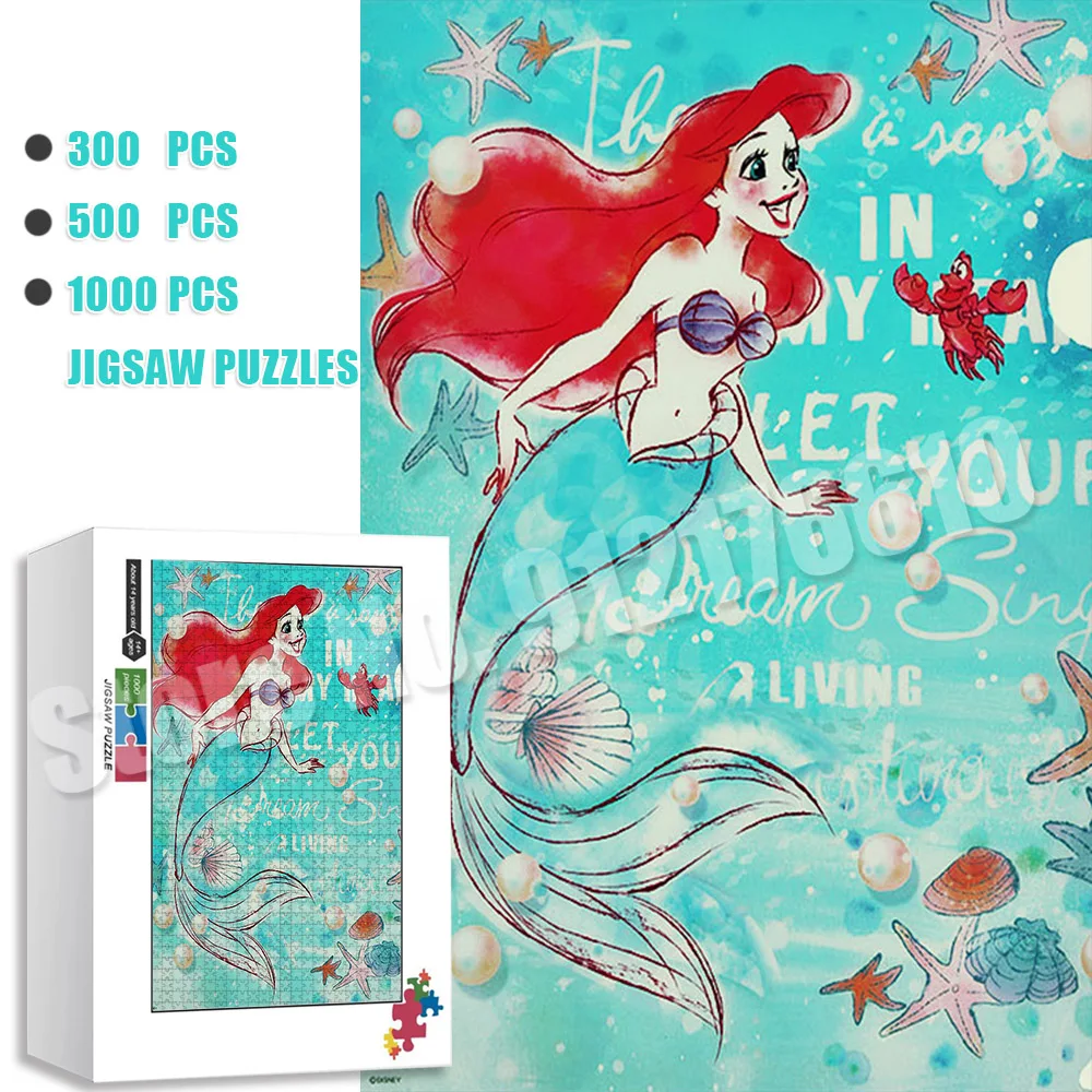 

Disney Princess Little Mermaid 35/300/500/1000 Piece Jigsaw Puzzles for Adults Kids Enlighten Learning Educational Cartoon Toys