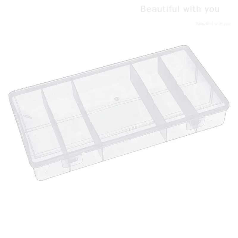 Transparent With Cover Rectangle Vertical 5 Grid Eyelash Extension Tool Storage Box Glue Tweezer Holder Makeup Organizer