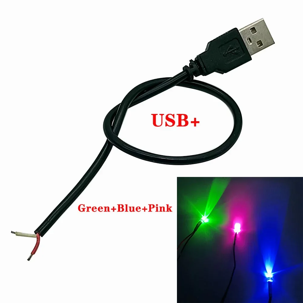 USB Port With Cable Light LED Beads Of 3MM And 5MM, Atmosphere Small Night Light, Manual light Source Of Red, Green, Blue, Yello