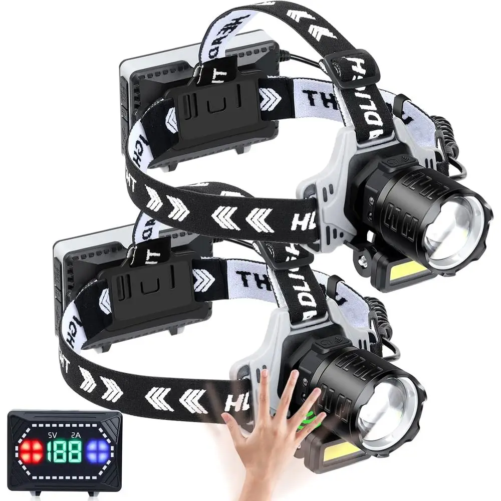 

Rechargeable 1000 Lumens Super Bright LED Lamp with 10 Modes & Motion Sensor, 2 Pack Lamp with Zoomable, IPX7 Waterproof, 135°Ad