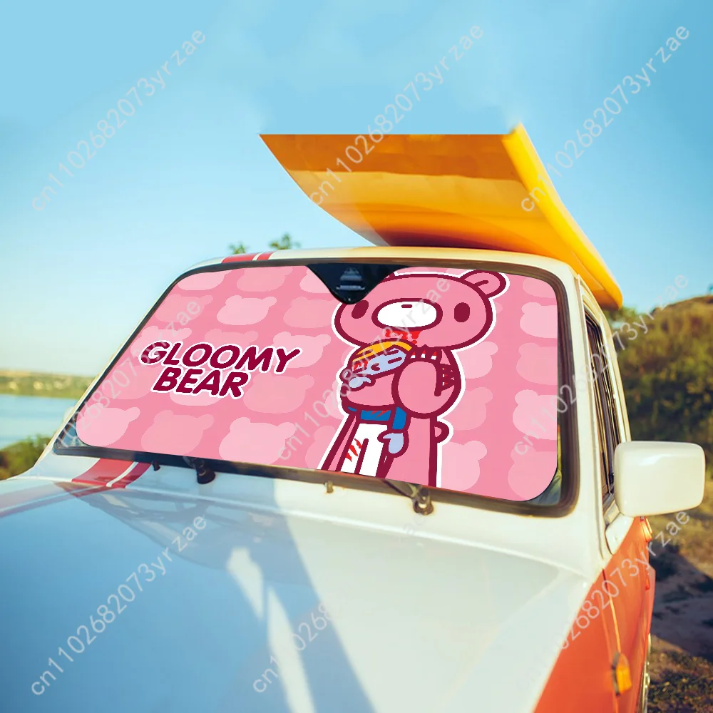 

G-Gloomy B-Bear Car Sun Shade Good Heat Insulation Effect Windshield Sunshade Portable Waterproof Easy Clean Car Accessory