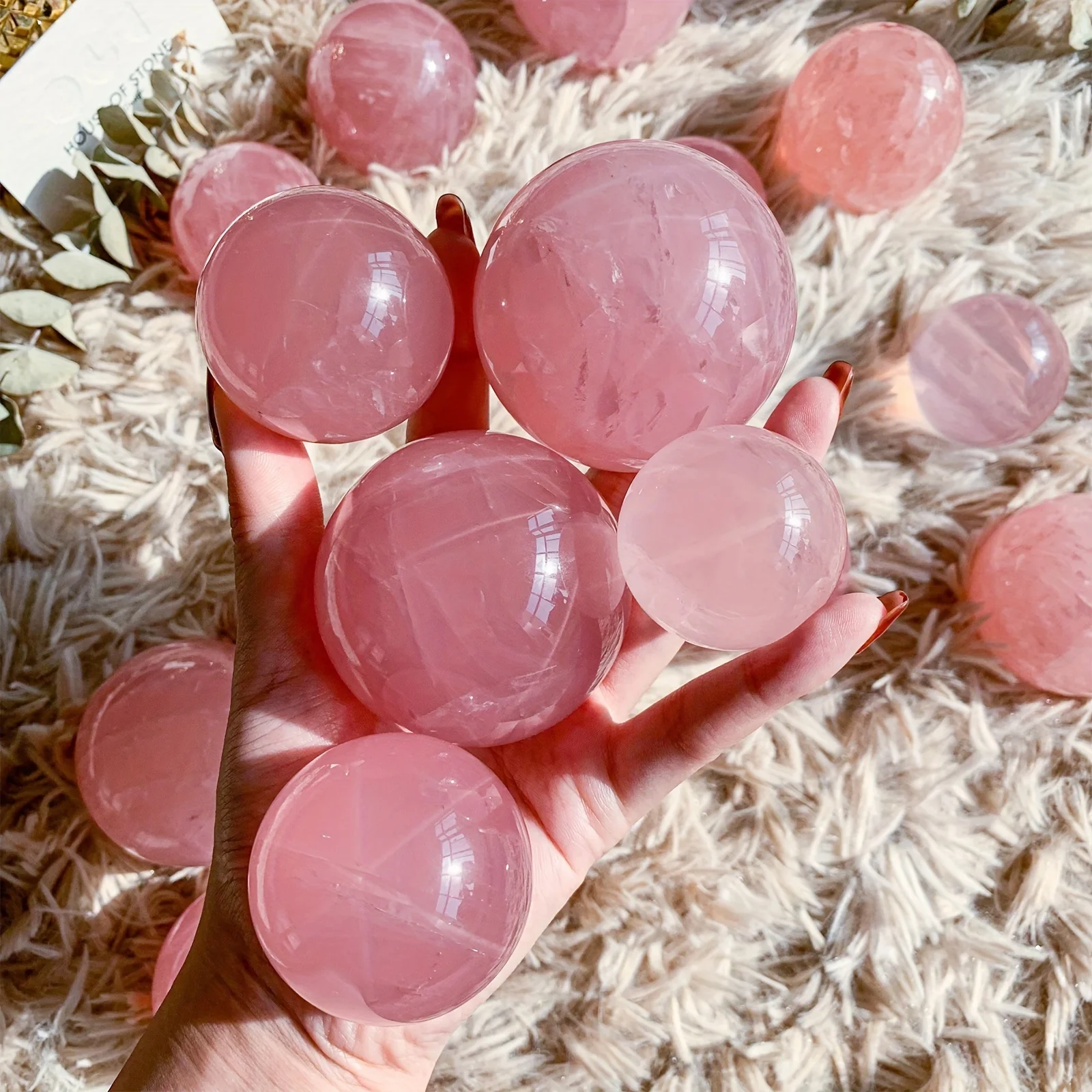 Nature Rose Pink Quartz Sphere Ball Crystal For Home Office Garden Decoration Yoga Meditation Gift Halloween Christmas