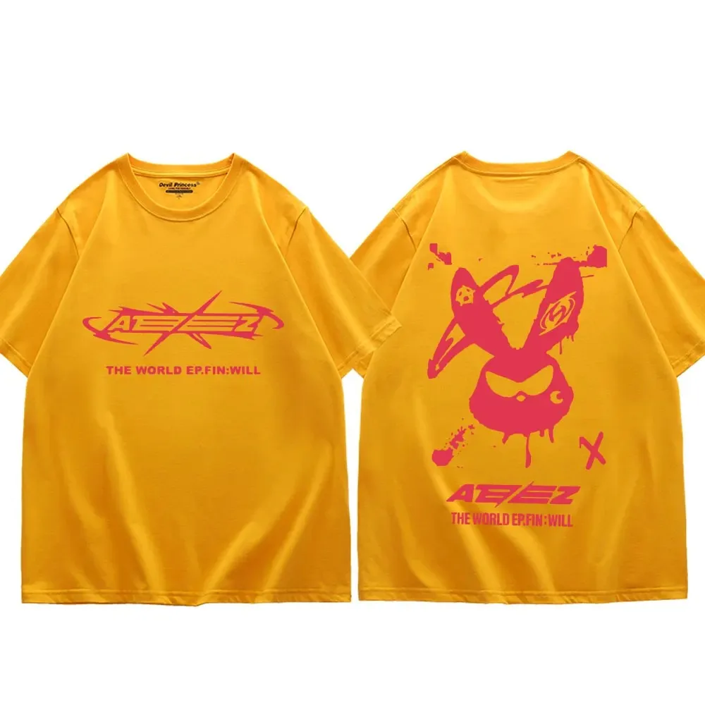 Kpop Ateez The World Ep Fin Will Tour Graphic T Shirts Men Women High Quality Fashion Trend T-shirt Street Y2k Style T-shirts