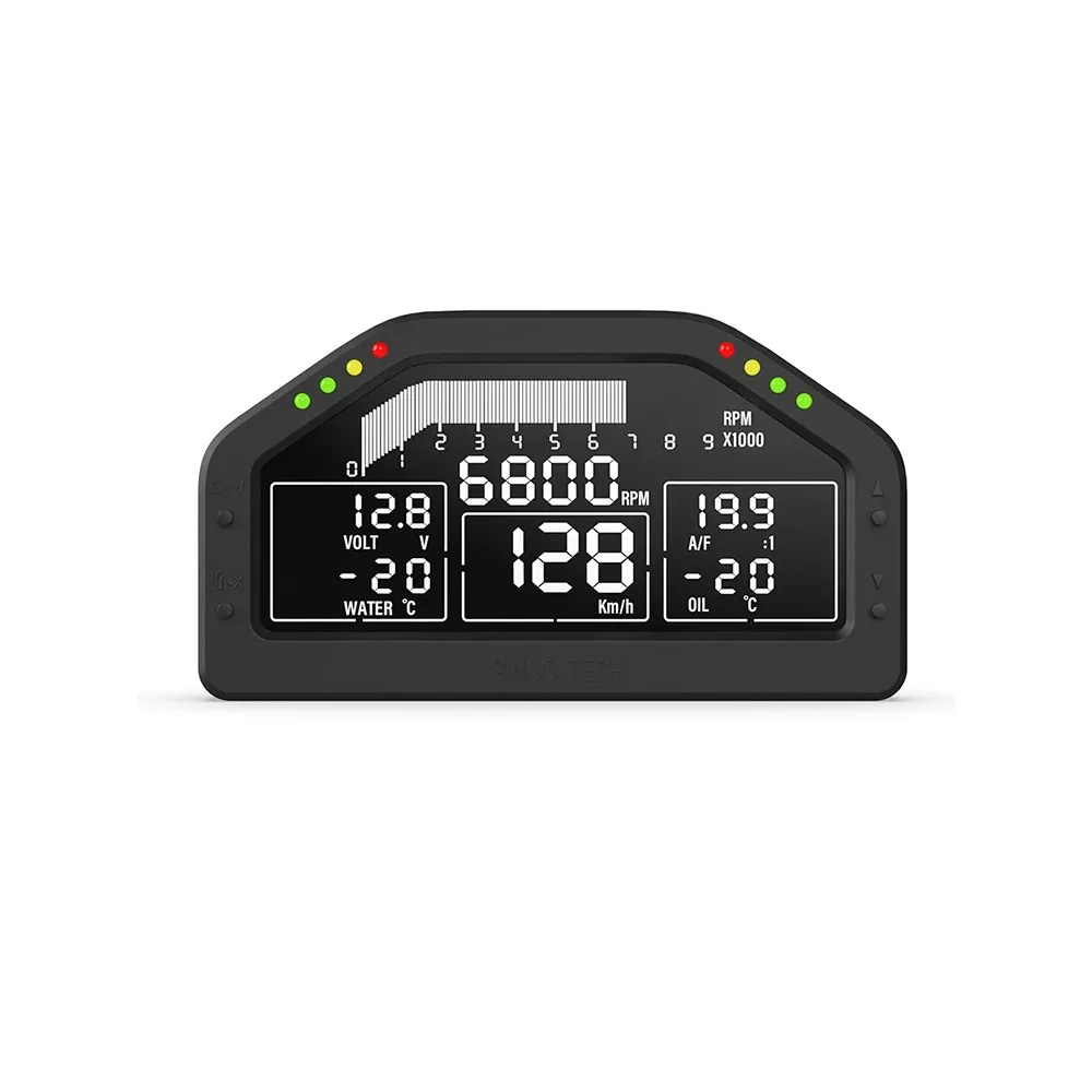 Racing Display LCD Screen Gauge with RPM Speed Water Temperature Oil Temperature Voltage AIR/FUEL RATIO 7 Color Backlight
