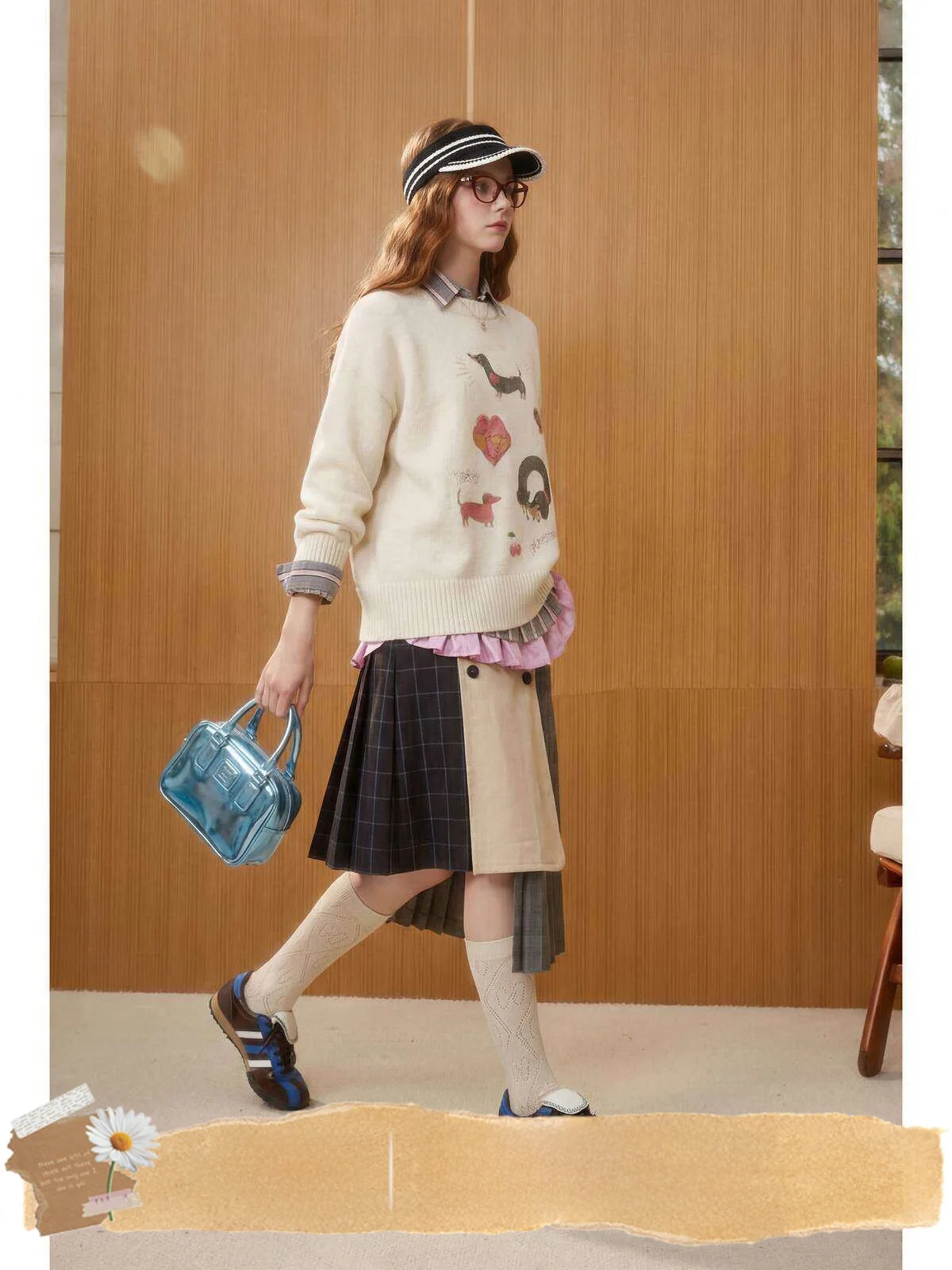 

Loose Knitted Sweater Women's Autumn Winter New Sle Dog Print Lab Casual Slimming Top Vintage Versatile Fem Knitwear