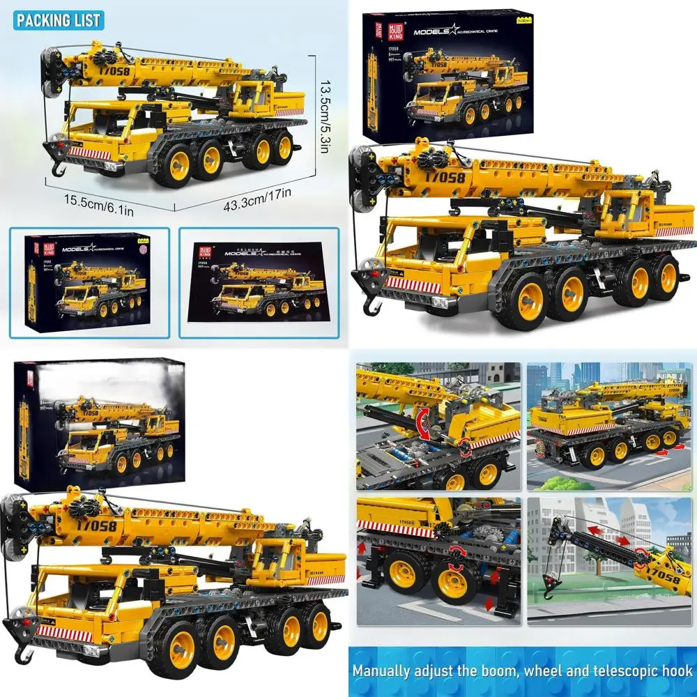 City Mobile Crane Truck Bauset, 997-teiliges Konstruktionsspielzeug für Kinder ab 8 Jahren, ideales Geschenk für Kinder und Erwachsene