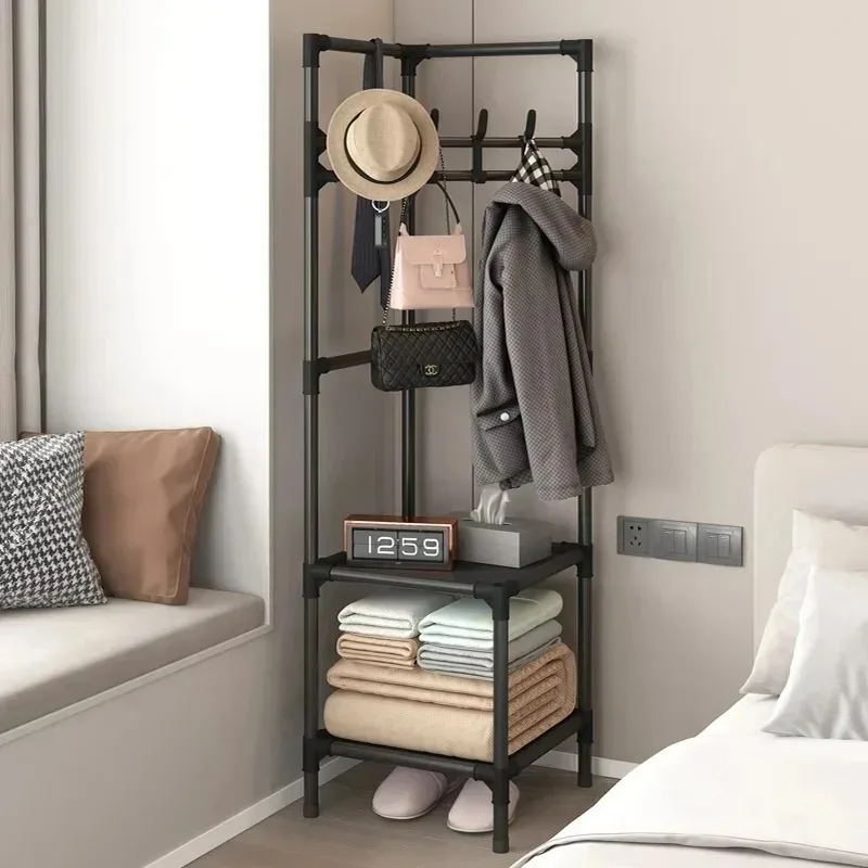 Corner Coat Hat Rack Multifunction Multi-Layer Floor Standing Corner Hanger Detachable Removable Metal Clothing Storage Shelf